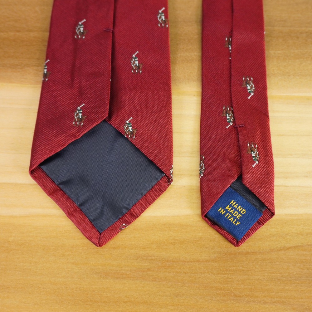Polo Ralph Lauren Necktie Kids Red Silk Pony Logo Italian Made Classic Preppy - Picture 2 of 7